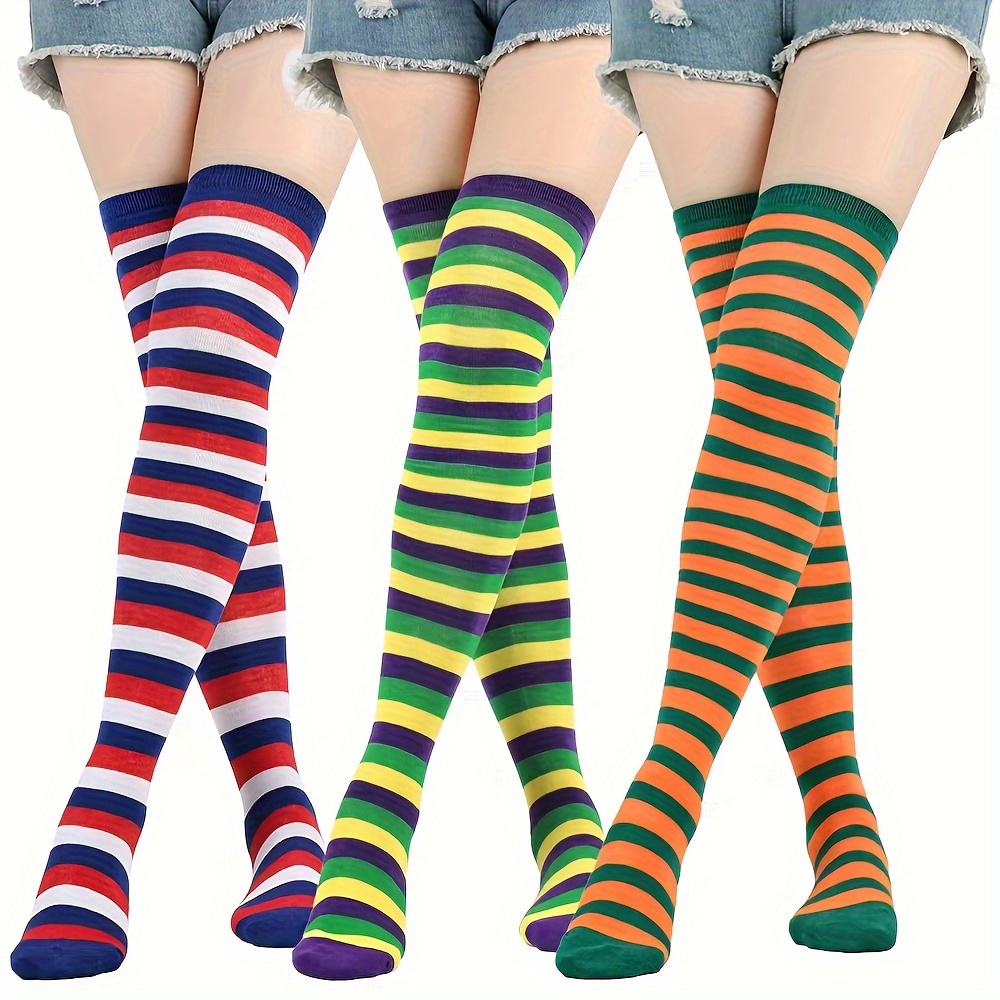 Striped Thigh High Socks College Style match Knee Socks - Temu