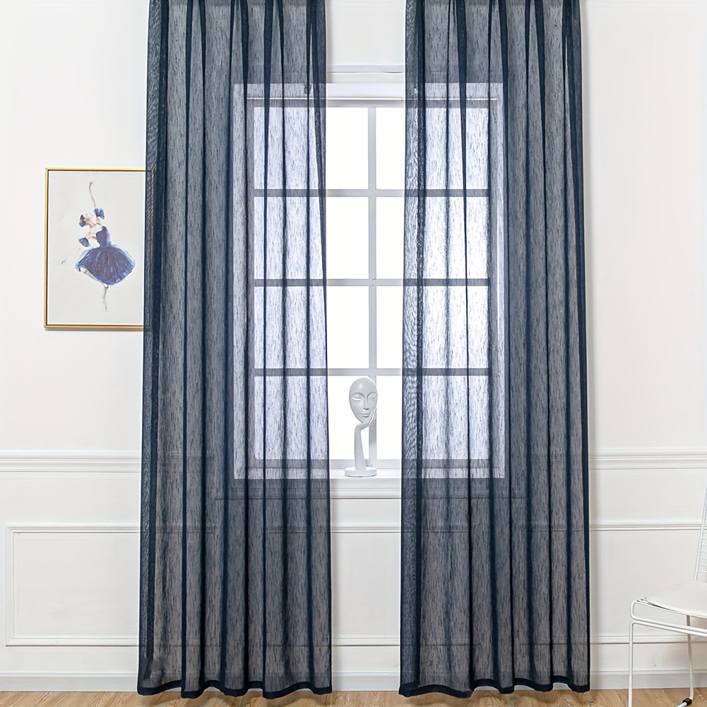Transparent Curtain,Simple Modern/Solid Color Curtain/Thin Curtain/Light  Transmission/Floor Curtain/for Living Room/Bedroom/Balcony : : Home