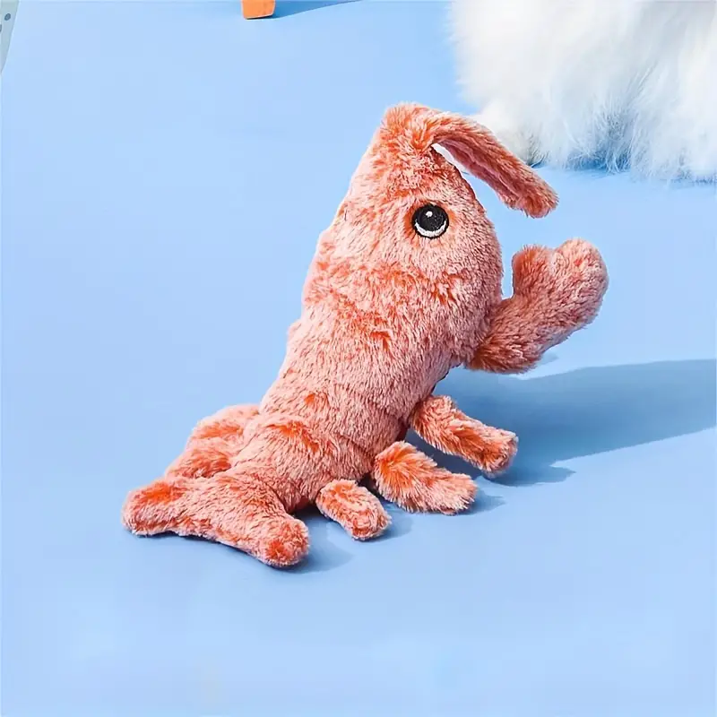 Pet Gravity Jump Shrimp Plush Toy Usb Charging Simulate - Temu
