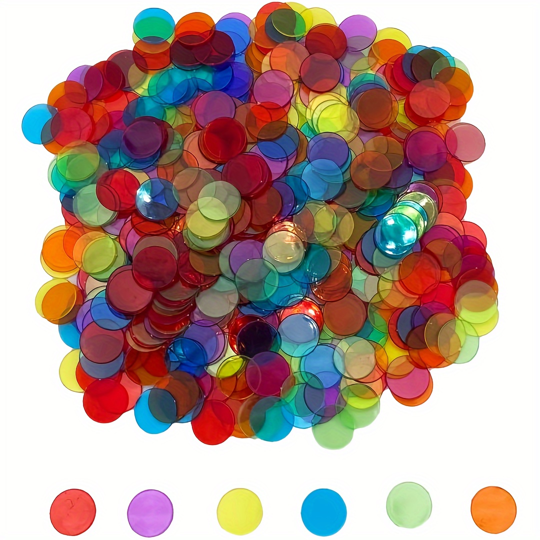 

100pcs Transparent/ Opaque Multi-color Counting Circles, Used For Mathematical Enlightenment, Group Games, Painting Diy (6-8 Colors)
