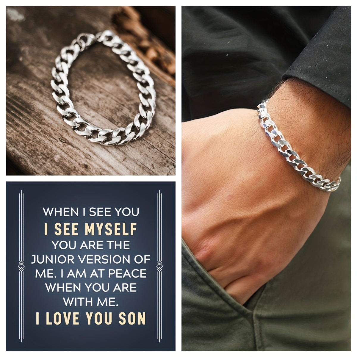Men's Thick Cuban Chain Bracelet, Durable Design