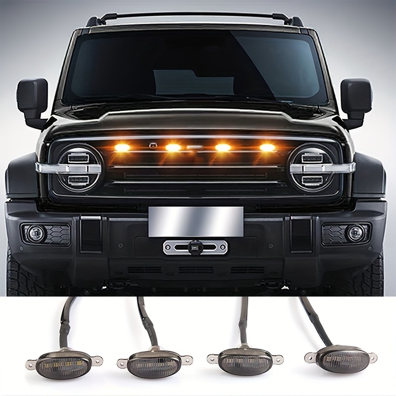Smoked Amber LED Universal Lens Car Light Front Grille Running Lights for  Modify Off-road Trunk SUV Pickup truck Vehicles Daytime driving lights