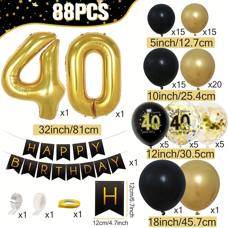 Guirlande en arc de couleur noire et dorée, Kit de ballons en Latex, décor  de fête d'anniversaire, 30e 40e, 50e anniversaire, remise de diplôme pour  adultes, réception de naissance pour bébé 