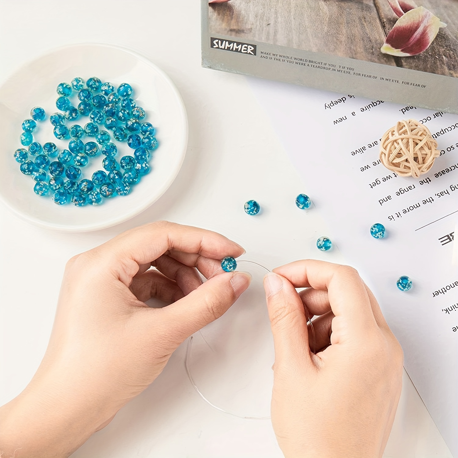 30Pcs Luminous Glass Beads for DIY Craft