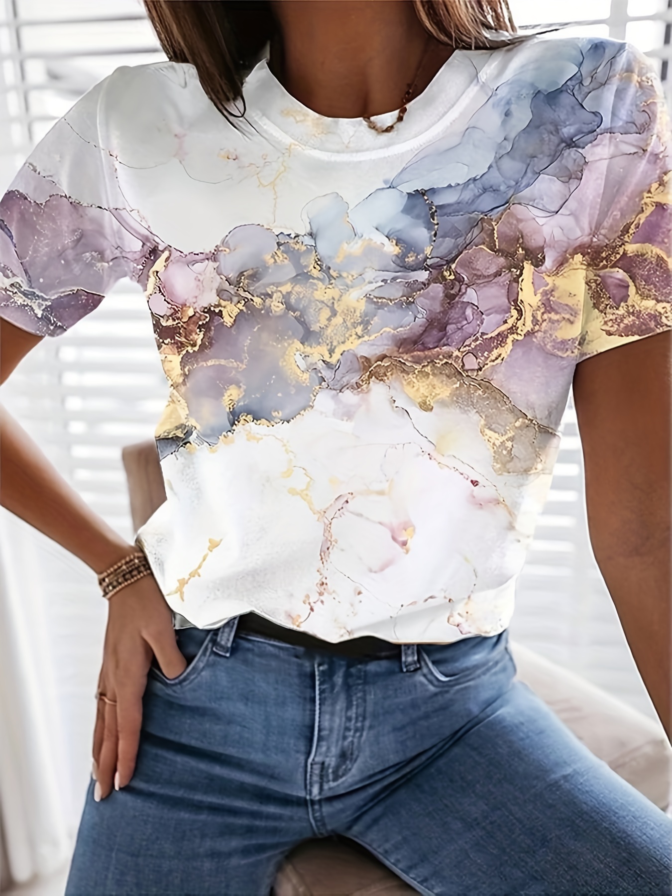 Best Deal for Women Casual Gradient Print T Shirt Short Sleeve Shirt