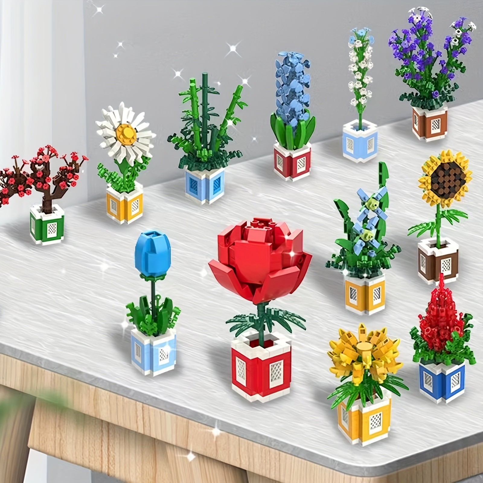 1/2pcs Kit de blocs de construction de bouquet de fleurs