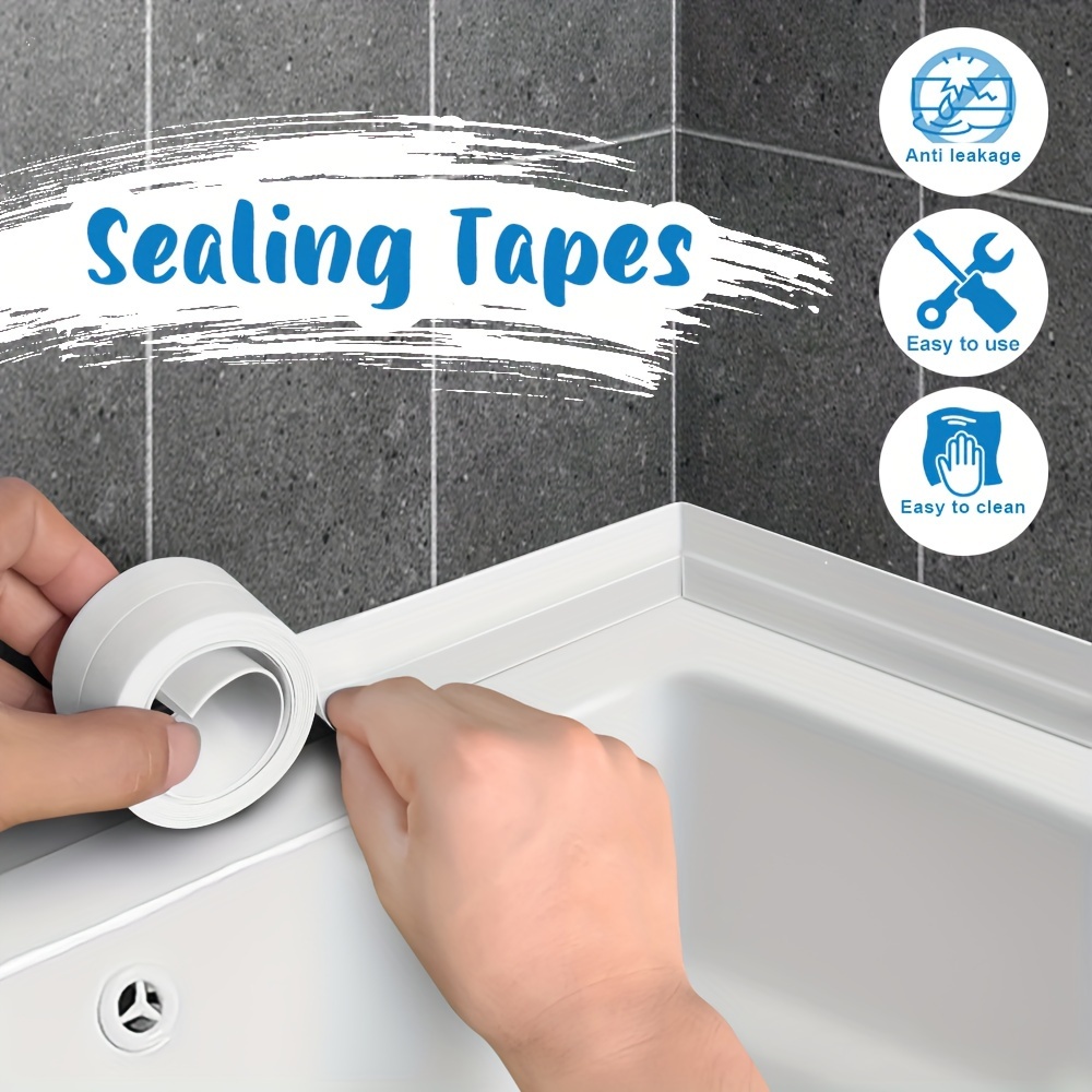 1pc Shower Bath Sealing Tape Strips, PVC Self Adhesive Waterproof Wall  Sticker For Bathroom Kitchen Sink, Mold Proof Caulk Strip