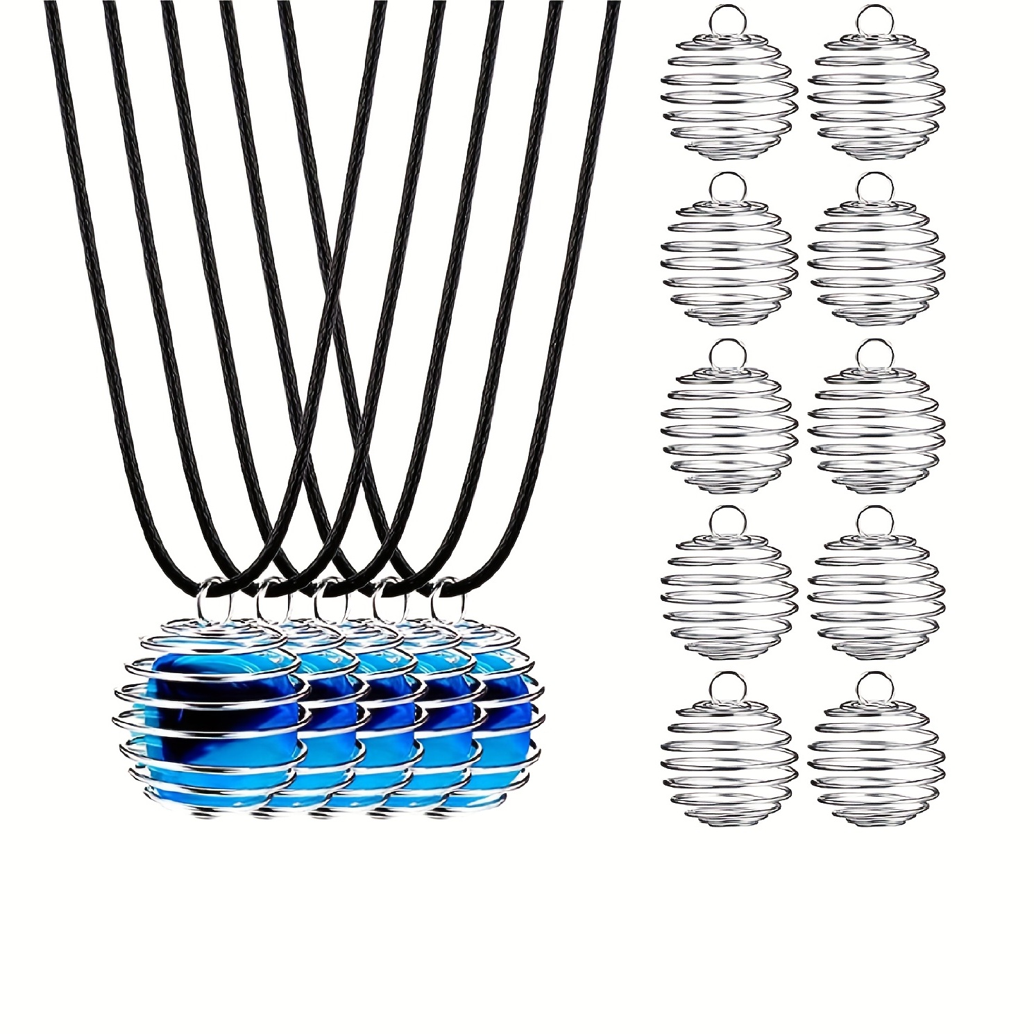 60Pcs Spiral Bead Cage Pendant Crystal Holder for Necklace Making Crystal  Holder