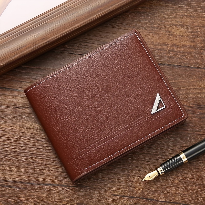 Men's Fashion Leather Short Wallet Money Clip Argyle Pattern Multi-card  Card Holder Purse Horizontal Wallet Coin Purse Gift For Men - Temu