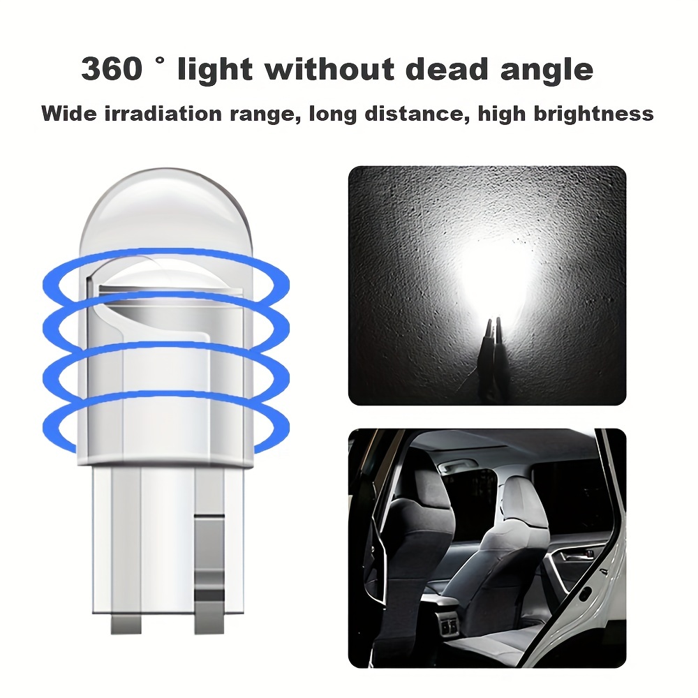 2 Uds T10 Cob W5w Bombilla Led Canbus Auto Luz Cuña Led Luz - Temu