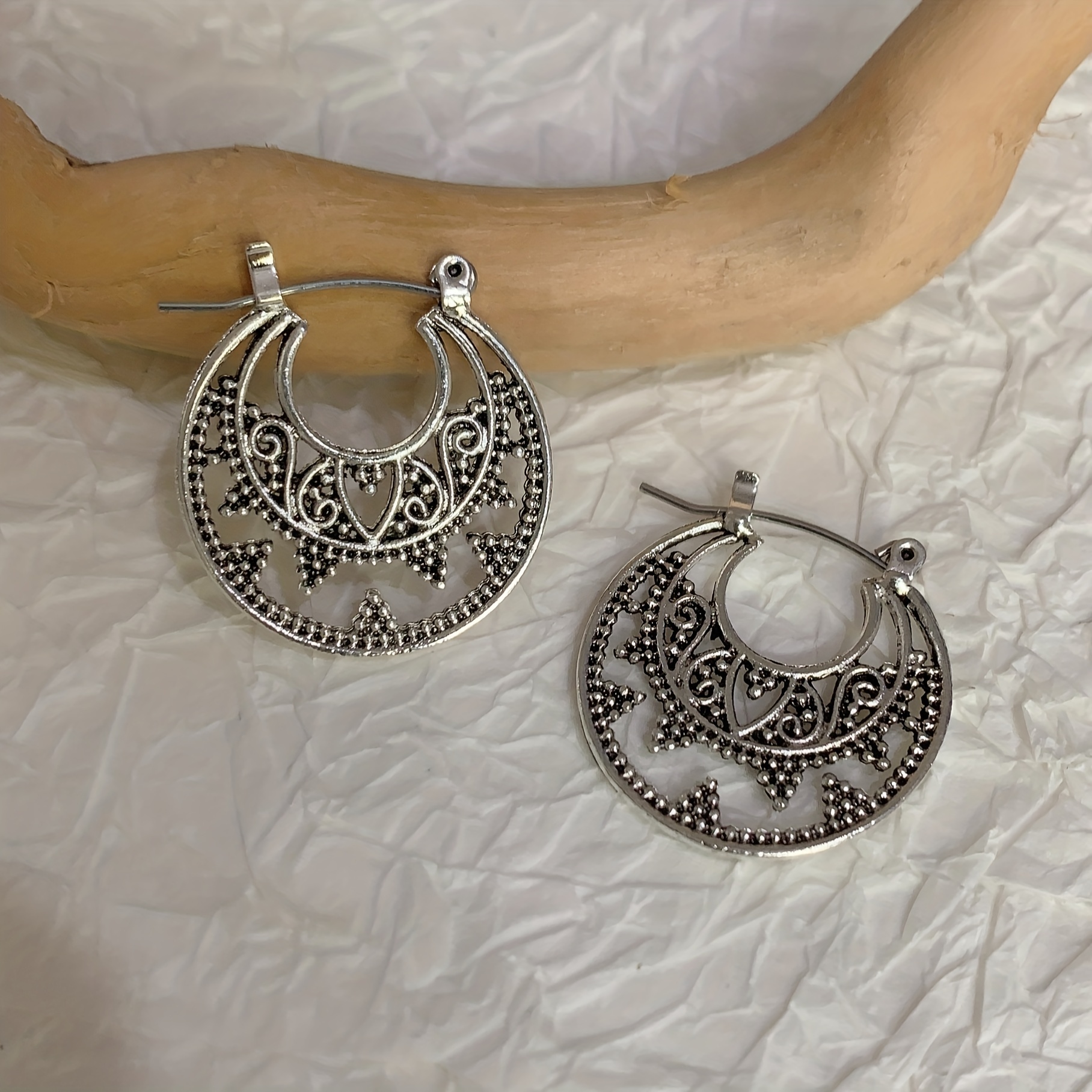 Pendant hoop earrings - Silver-coloured - Ladies