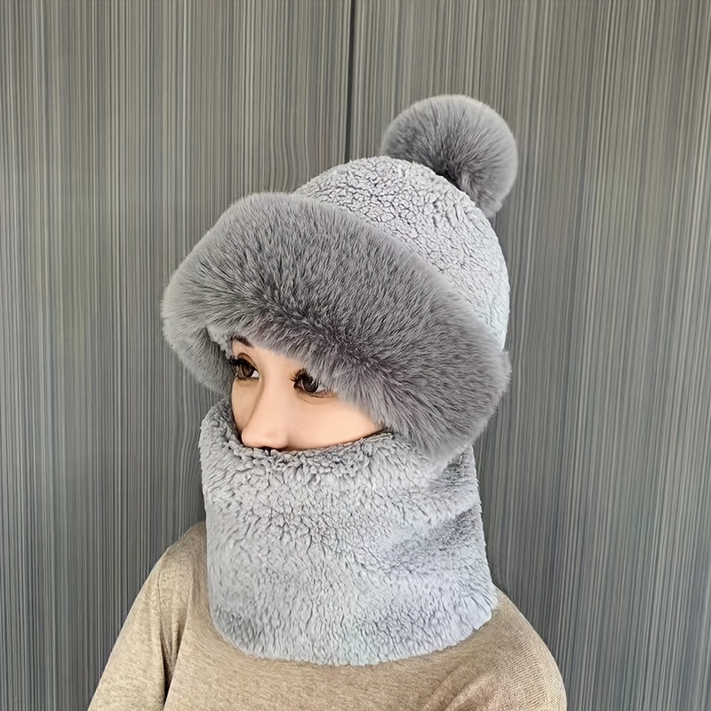 Acheter Chapeau de Protection des oreilles d'hiver, cache-cou chaud,  couvre-oreilles détachable, en peluche épaisse, bonnets coupe-vent