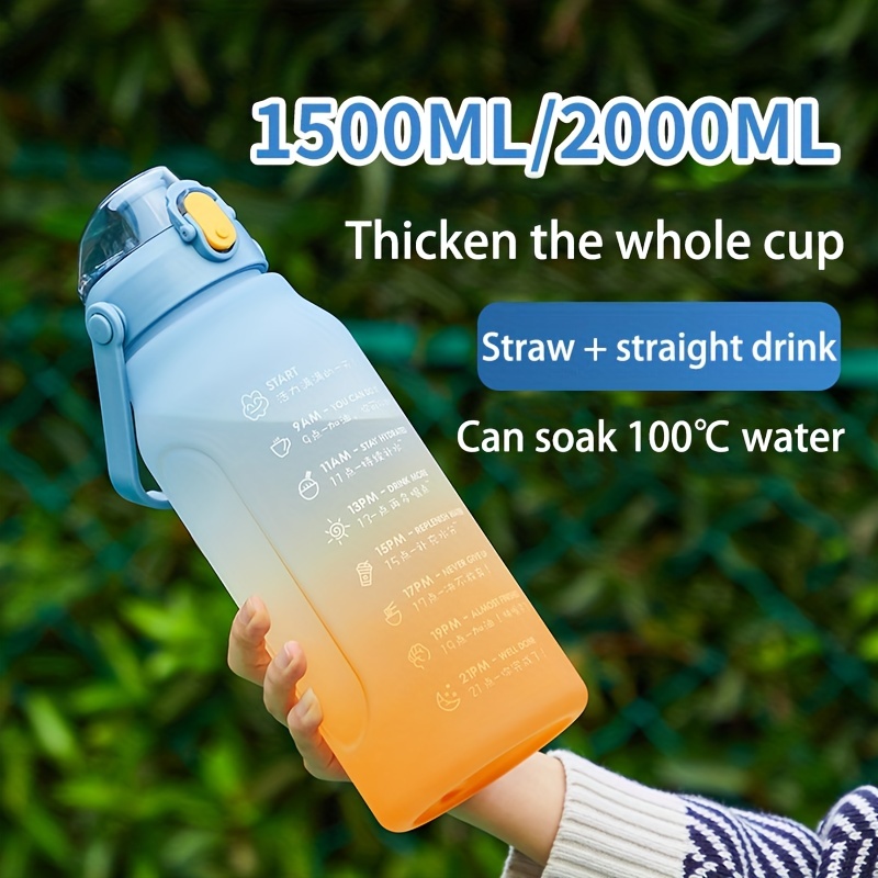 3pcs/set 2l Water Bottle With Straw Frosted Drinking Bottle Bounce