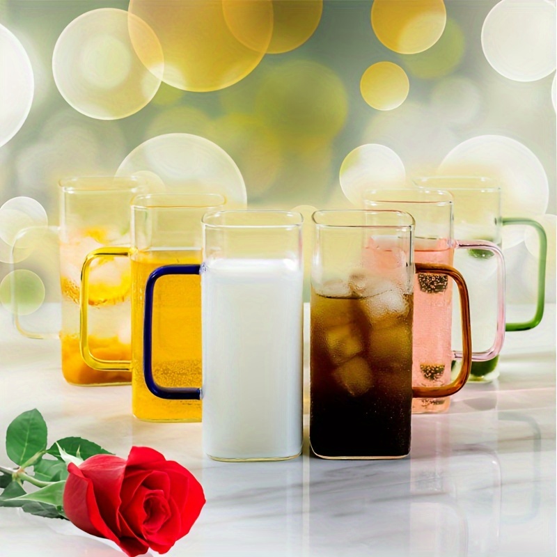 Clear Glass Cups, Camping Mugs, Tea Cups, Drink Cups, Juice Mugs, Tea Mugs, Tea Cups with Handles, Water Cups for Tea, Yogurt, Juice and Flowers, Size