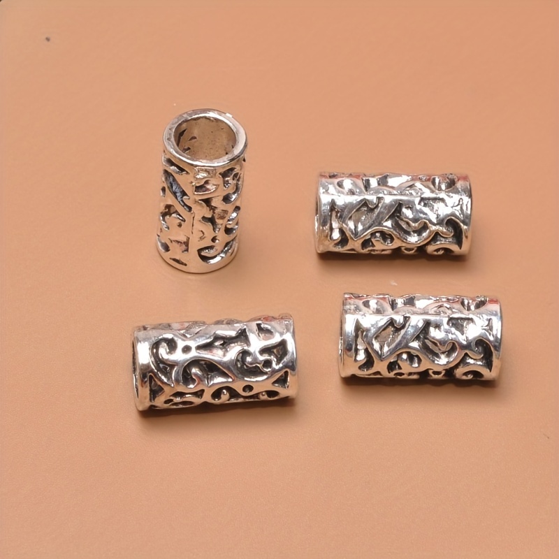 Large Hole Hollow Curved Tube Beads Retro Silvery Large - Temu
