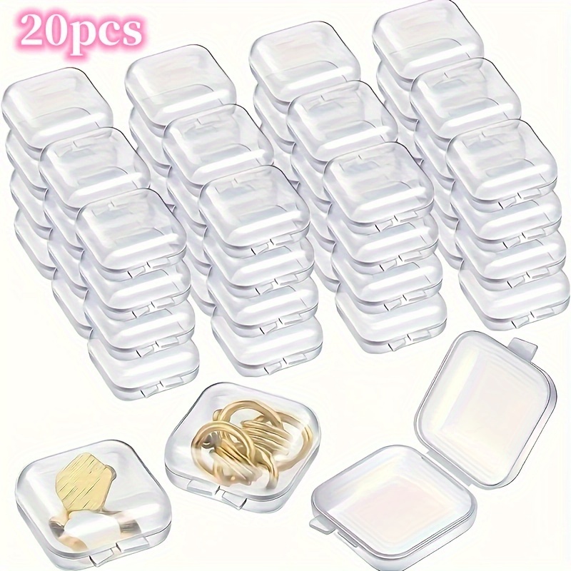 Frcolor 20pcs Small Clear Plastic Box Small Bead Boxes Plastic Crafts Storage Boxes with Lid