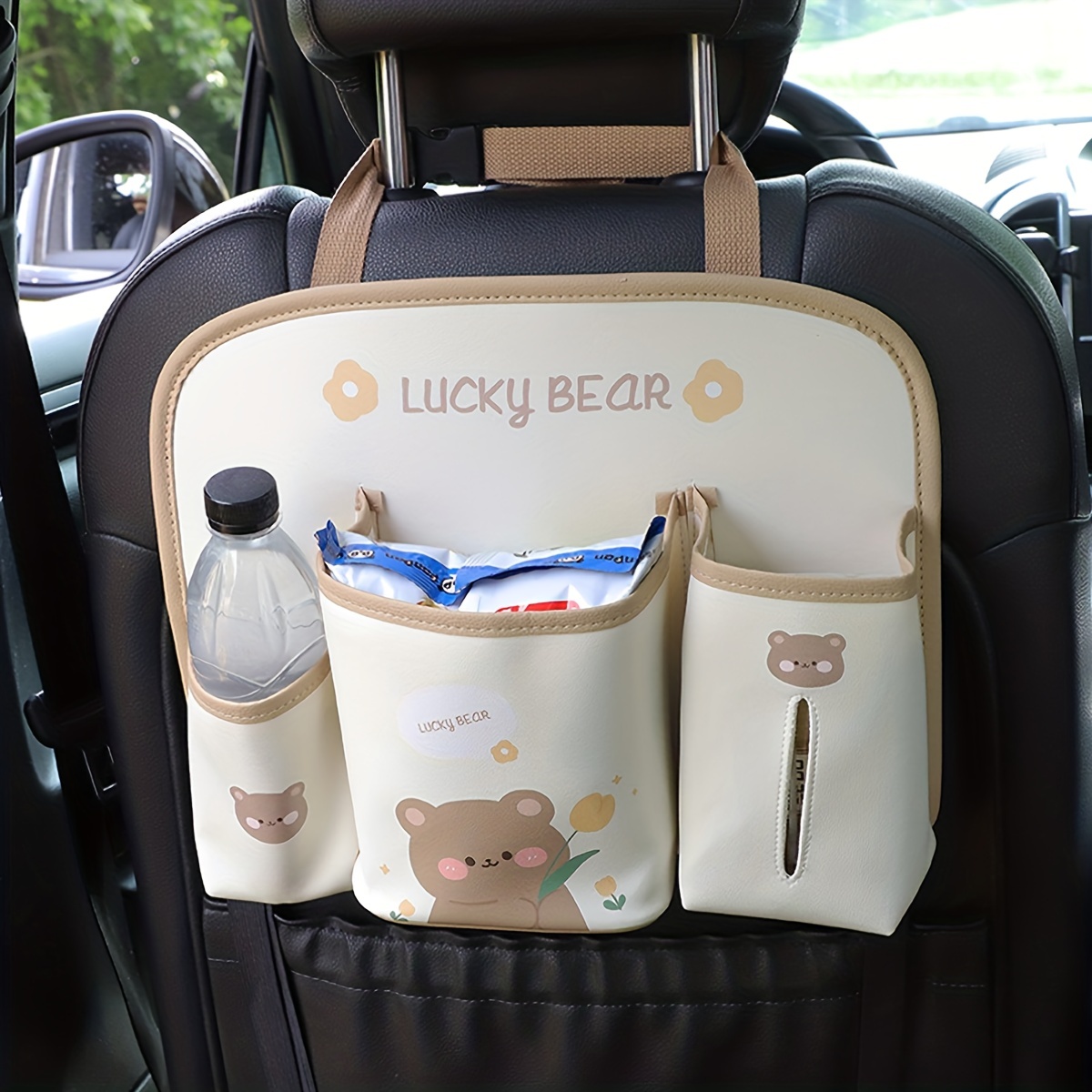 Car Seatback Storage Bag, Cute Cartoon Car Chair Back Hanging Storage Bag,  Multifunctional Storage Supplies With Draw Hole Tissue Box Container And  Water Bottle Storage Pocket, Car Accessories - Temu United Arab