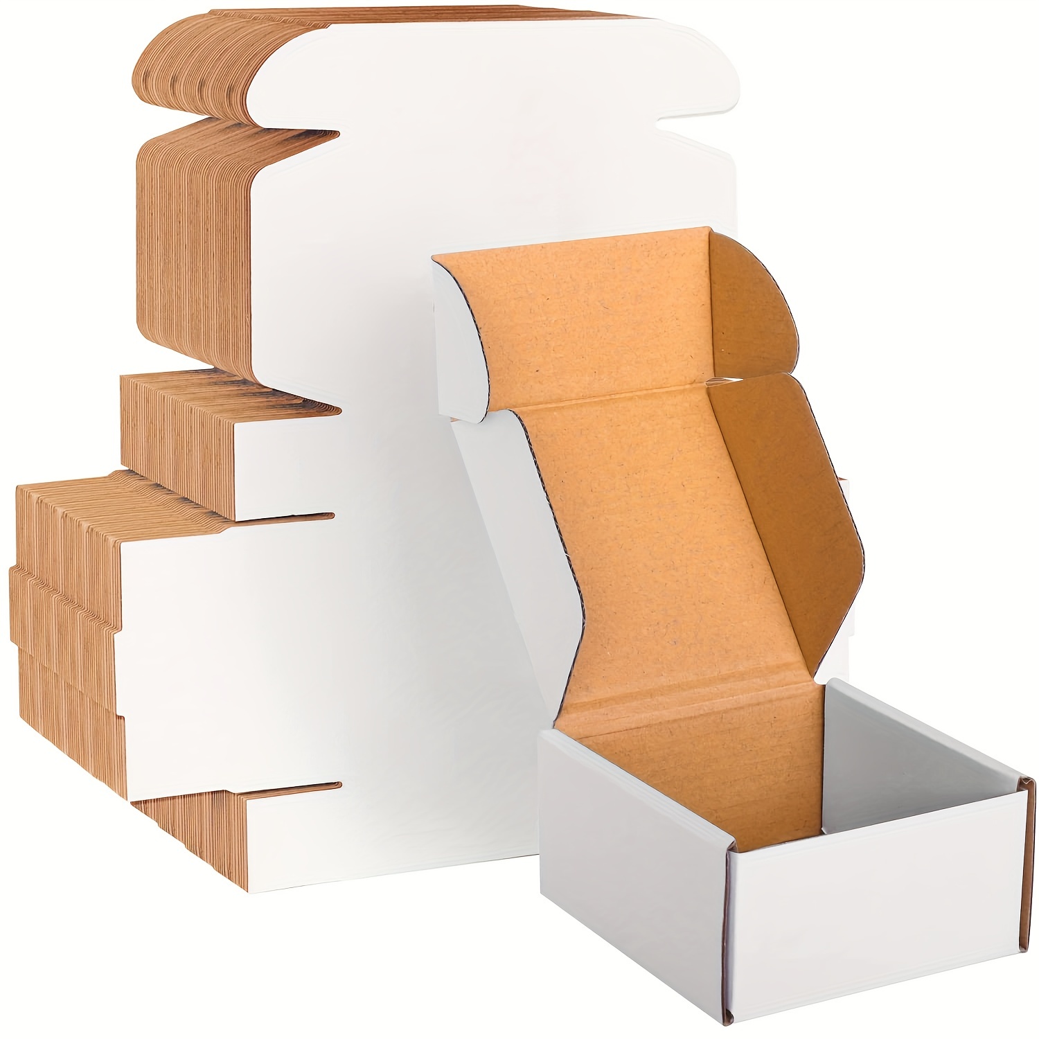 Paquete de 50 cajas de envío pequeñas de cartón corrugado de 4 x 4 x 4  pulgadas, caja de regalo blanca para pequeñas empresas, tazas de café