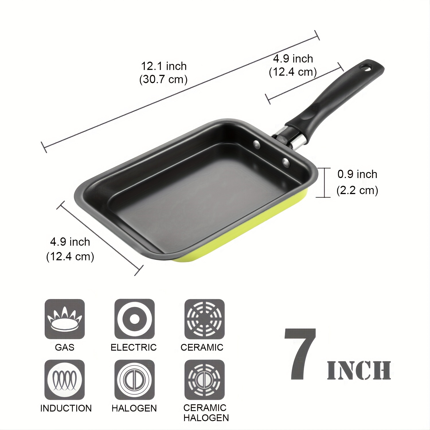 1pc Japanese Omelette Pan, Ceramic Non Stick Frying Pan, 3