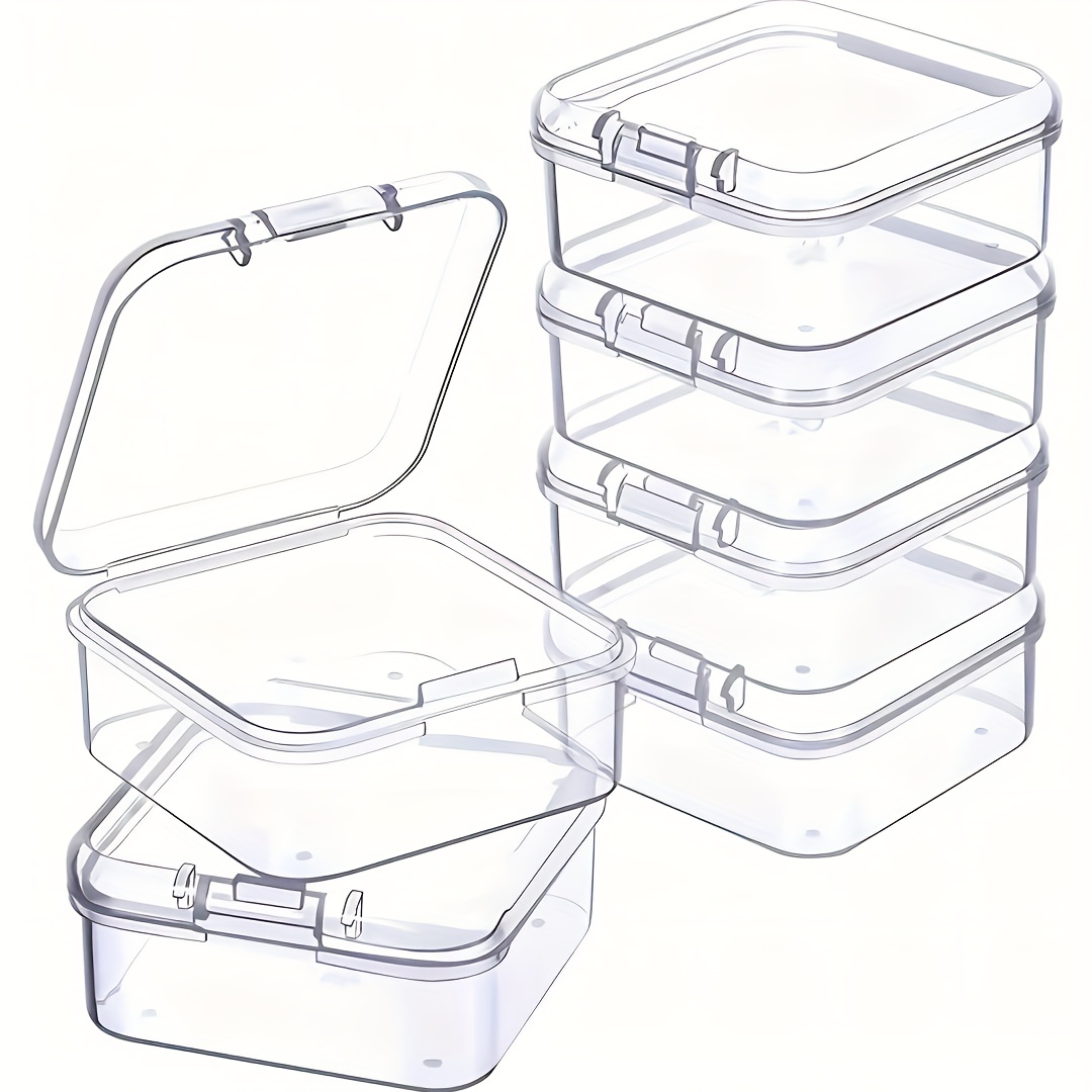Transparent Plastic Bead Storage Box Hinge Cover Jewelry - Temu