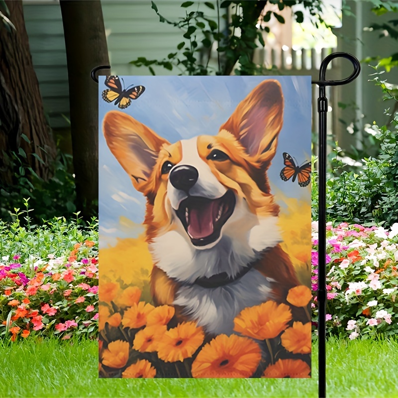 1pc funny cute corgi dog hello flag flower Temu