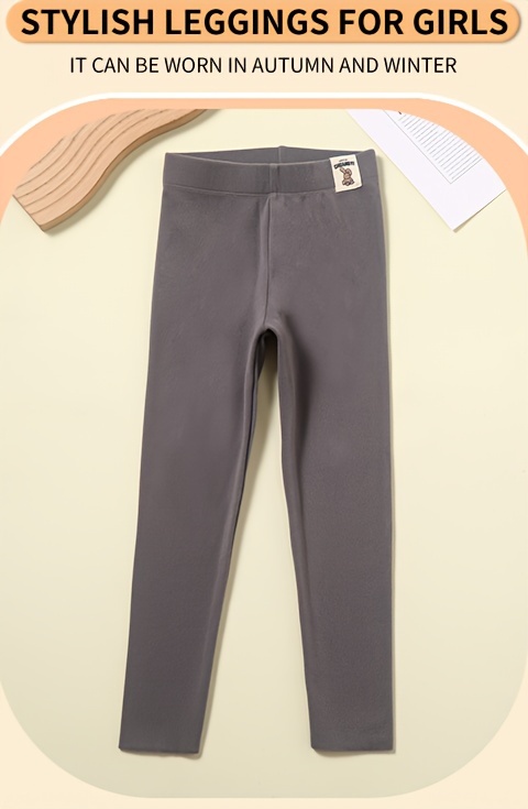 Girls Simple Rabbit Label Elastic Pants Casual Bottoms - Temu