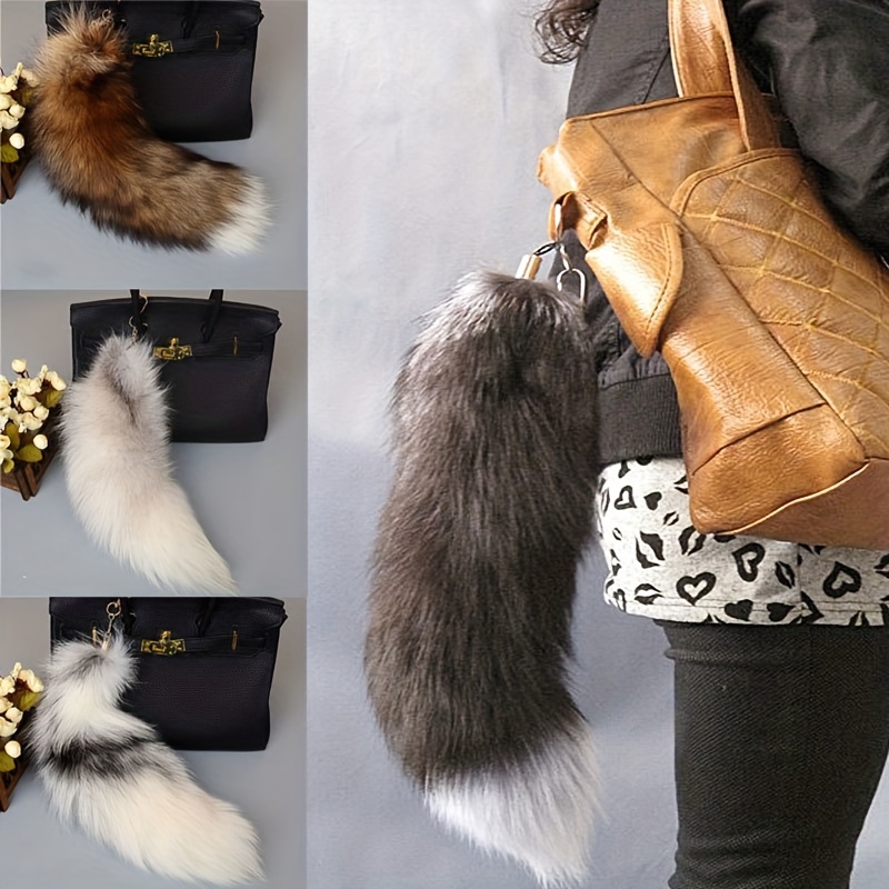 Simulation Fox Tail Keychain Cute Plush Key Chain Ring Bag