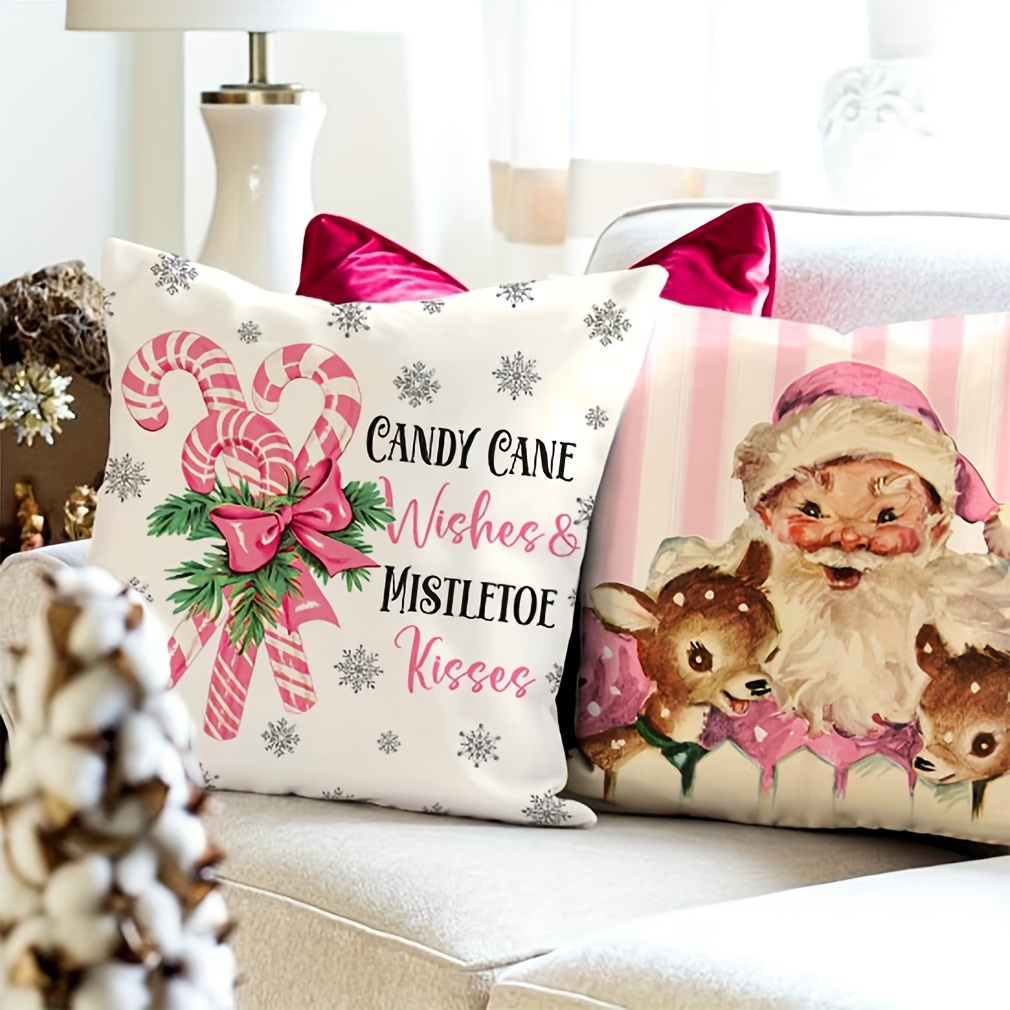 1Pc Santa Claus Christmas Tree Green Christmas Pillow Cover, Christmas  Retro Aesthetic Pillow Cover, Velvet 45×45Cm/18×18 Decorative Cushion  Cover, Suitable For Christmas Party Gifts Living Room/Bedroom/Sofa/Bed  Decoration