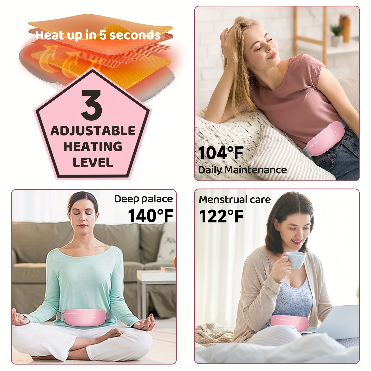 Heating Pads for Cramps-Electric Cordless Menstrual Heating Pad