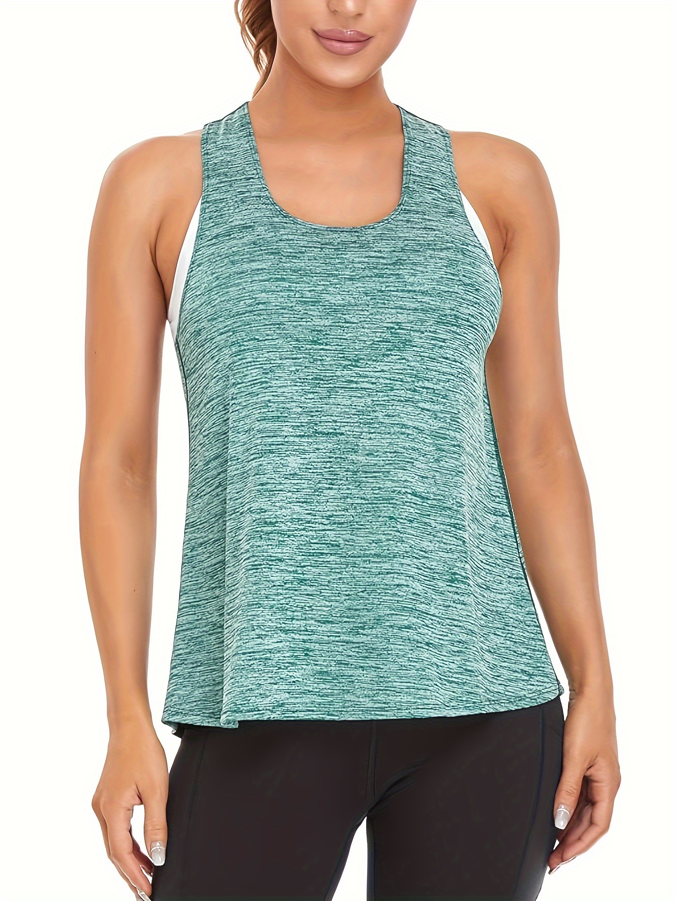 4pcs Women's Quick-Dry Workout Tank Tops - Sleeveless Racerback Yoga Tops with Medium Stretch, Round Neck Activewear for Gym, Training & Casual Wear, 4 Solid Colors (Pink/Black/Dark Grey/Light Teal), Workout Clothes, Gym Apparel, Sleeveless Design, Durable Sportswear
