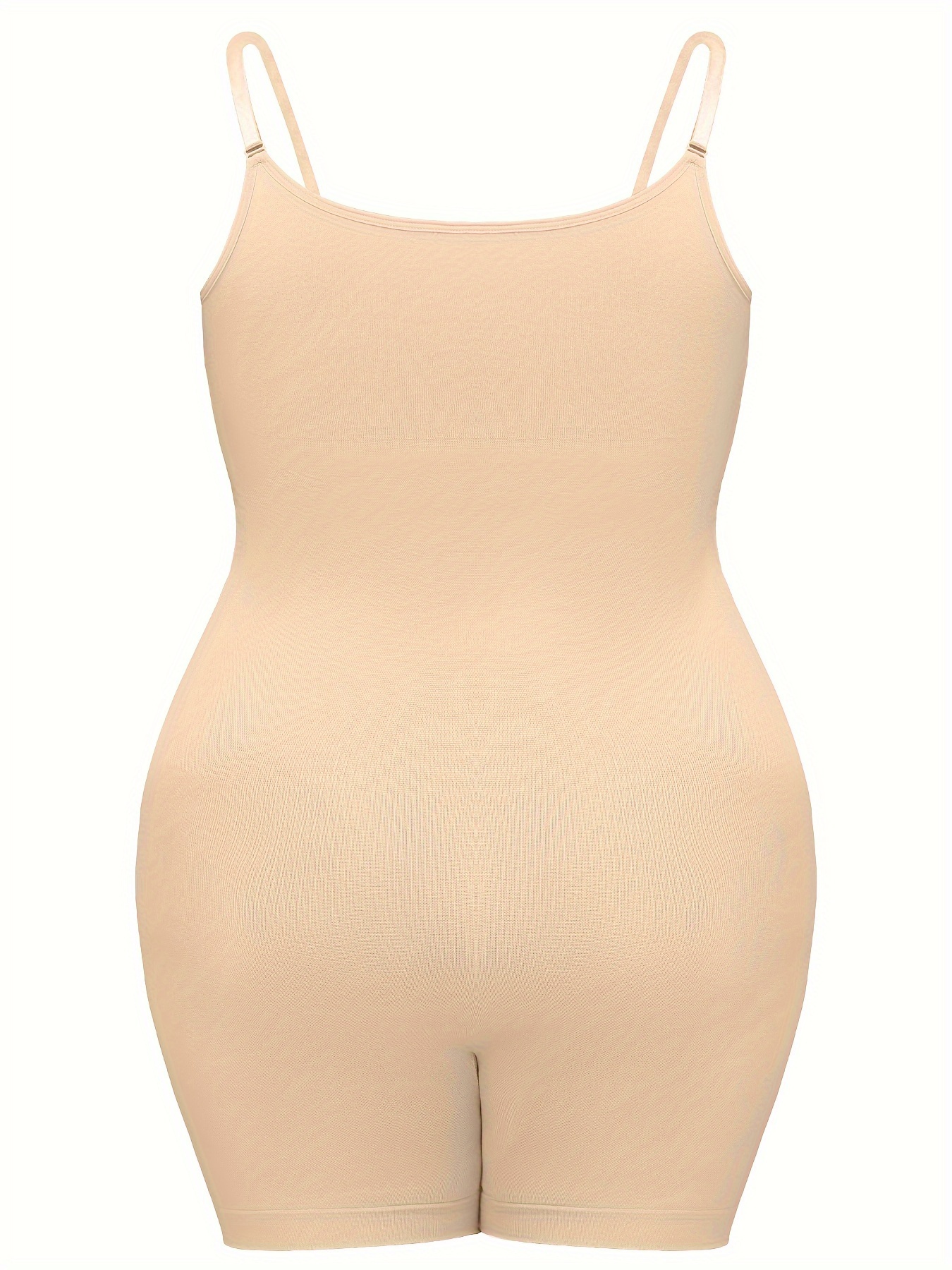 Plus Size Simple Shapewear Bodysuit, Women's Plus Solid Tummy Control Butt Lifter Thigh Slimmer Full Body Shaper