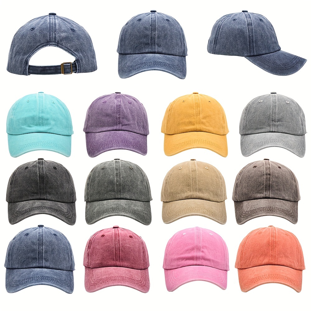 Washed Distressed Cotton Baseball Baseball Hat, Dad Hats unisex Vintage Casual Dad Hat Lightweight Sun Hats for Women & Men,Temu