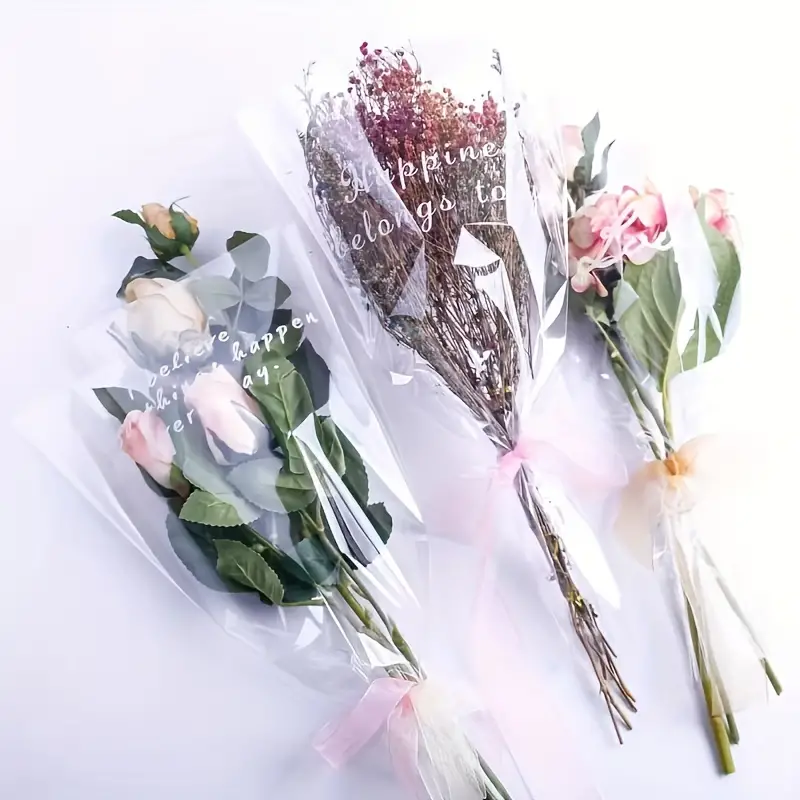 Fresh Flower Packaging Bag Simple And Transparent Bouquet - Temu Australia