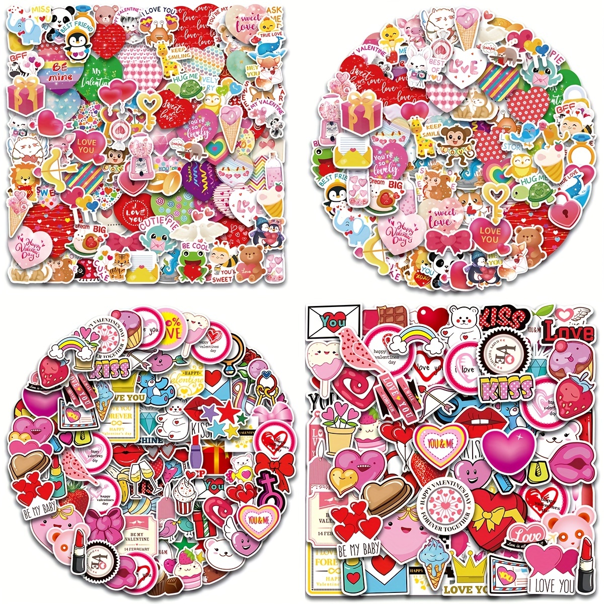 50Pcs Love Stickers Decals, Valentine's Day Stickers for Couple Girlfriend  Boyfriend, Waterproof Heart Stickers for Laptop Water Bottle Guitar