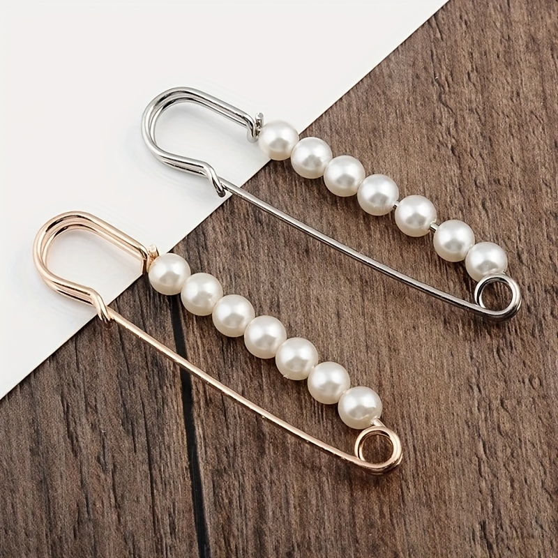 35 Pcs Pearl Brooch, Sweater Shawl Hat Clip Neckline Pins Double