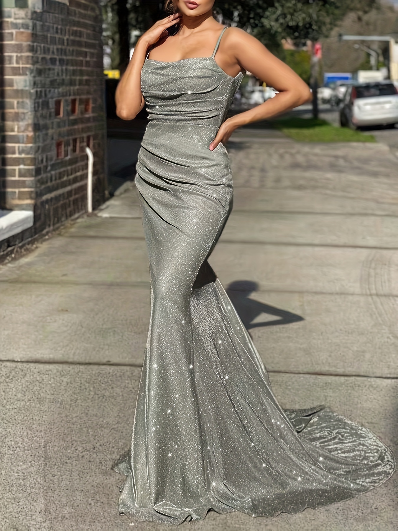 Barabal Silver Sequin Mermaid Gown | Boutique 1861