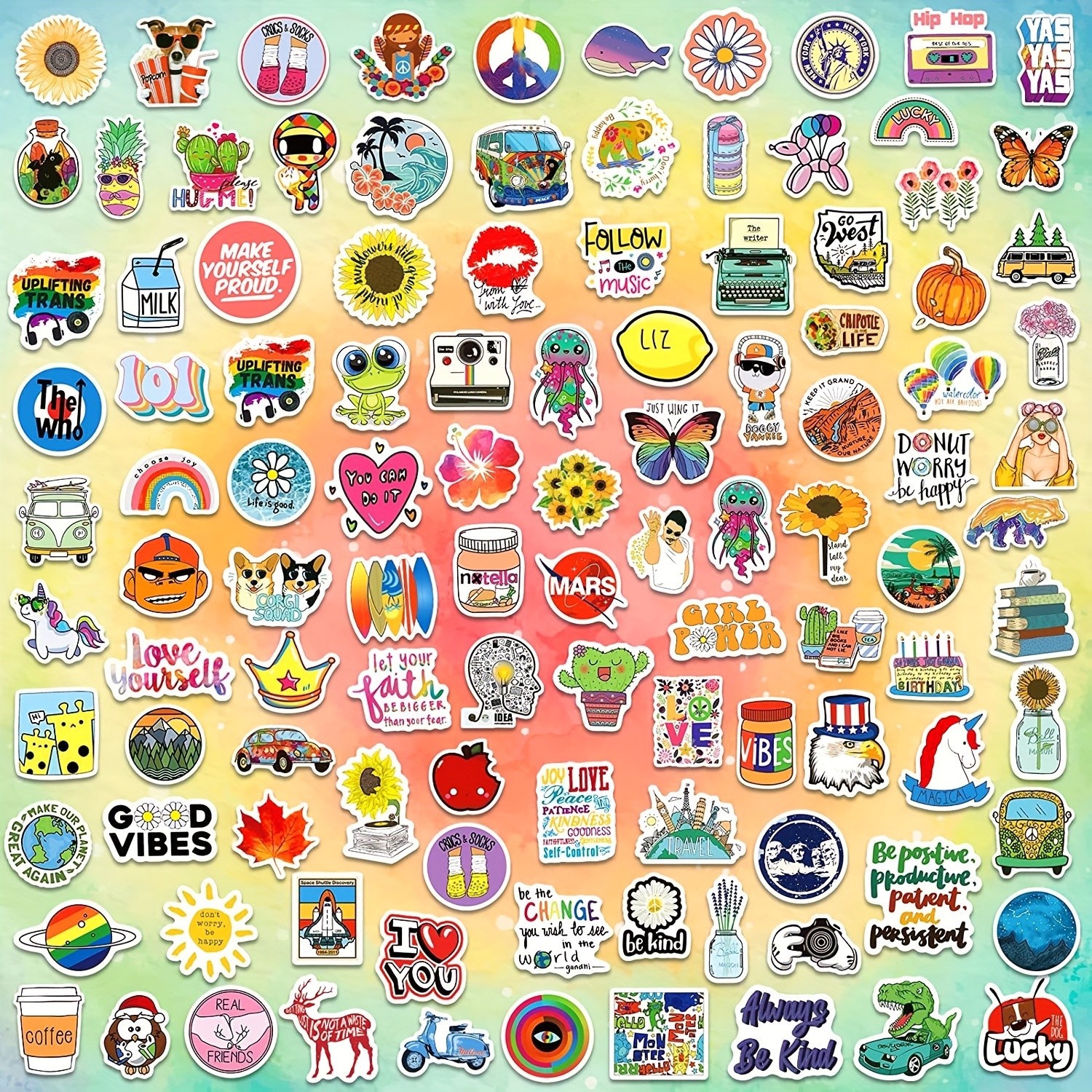 Color Series Mixed Stickers Cartoon Cute Small - Temu