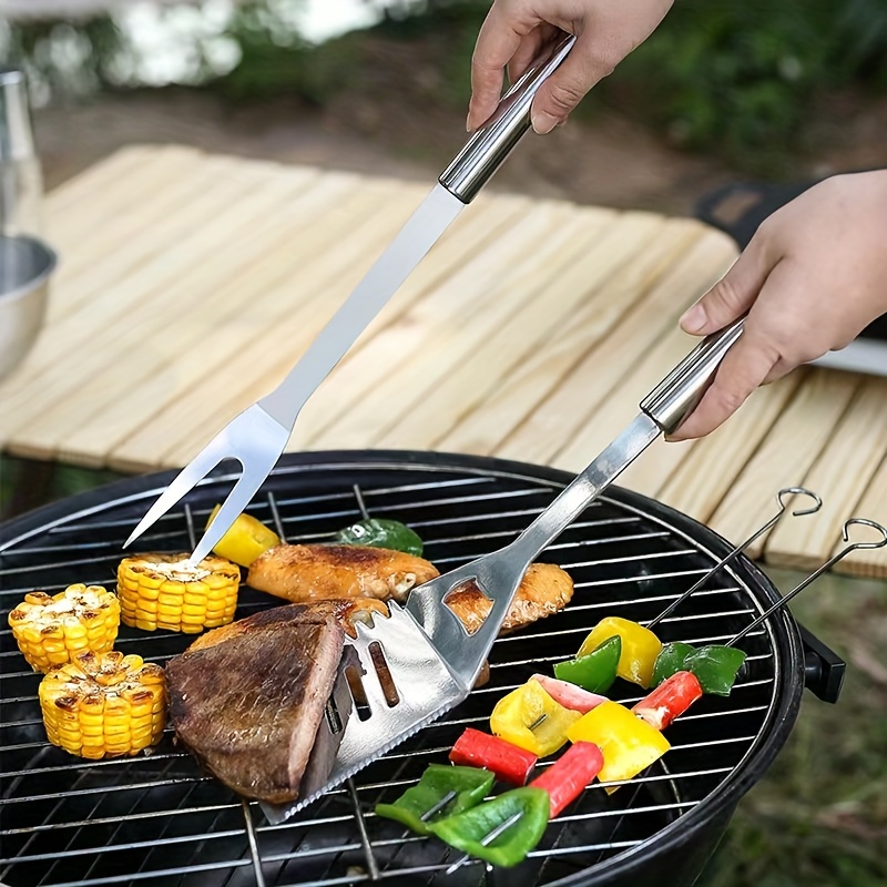 Bbq Grill Tool Set: Wooden Handle Barbecue Kit With - Temu