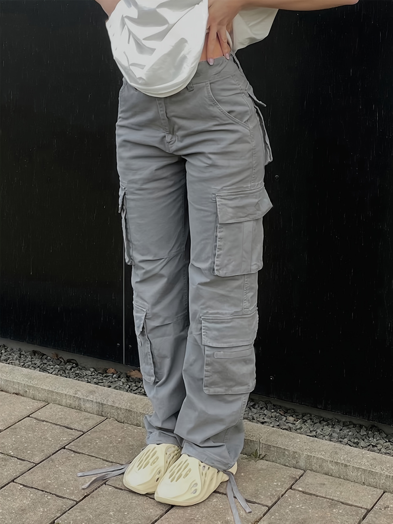 Cotton Classic Design Multi Flap Pockets Cargo Capri Pants - Temu
