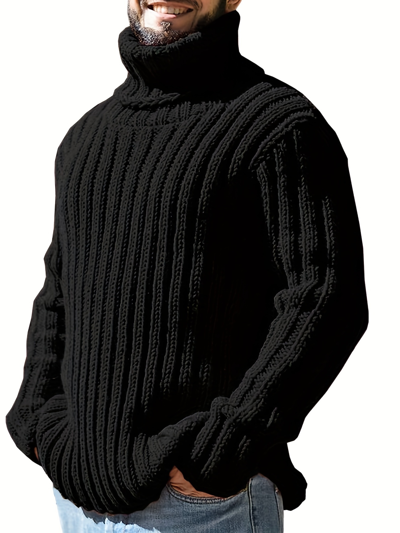 Fashion Plus Size Sweater Men Turtleneck Thick Warm Mens Sweaters Wool  Pullover High Turtle Neck Casual Male Sweter Pull Homme Black-White @ Best  Price Online