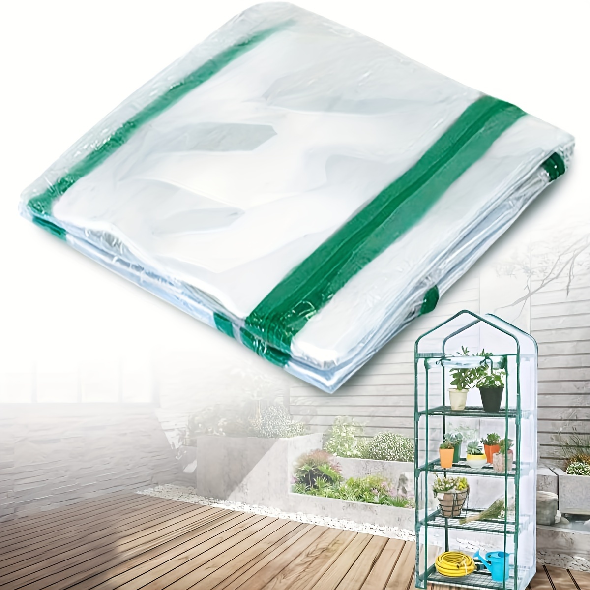 

1 Pack, Roll-up Zipper Door Greenhouse Replacement Coverclear Pvc Plant Greenhouse Cover For Gardening Plants Cold Frost Protection Wind Rain Proof