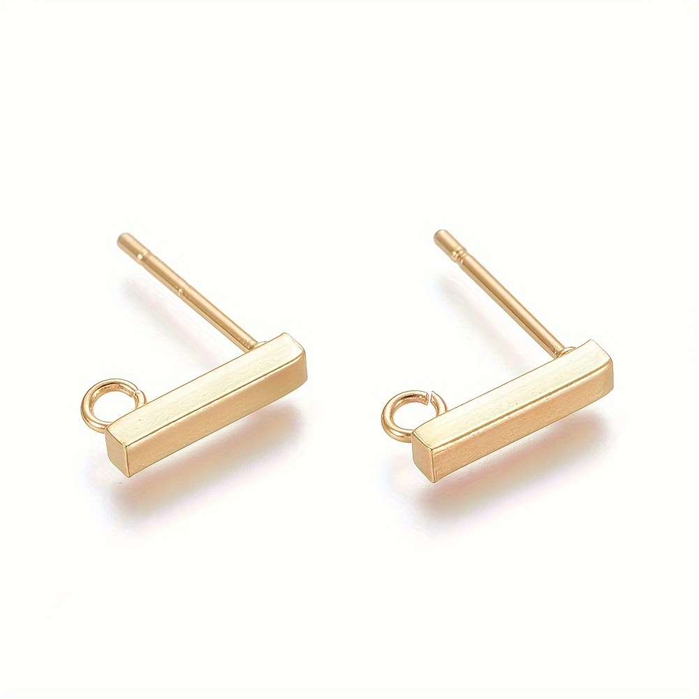 30 Pcs/15 Pairs 8mm/10mm/12mm Gold Stainless Steel Round Earring Studs  Blank Earring Post with Loop for DIY Jewelry Earring Making with Backs  (M543)