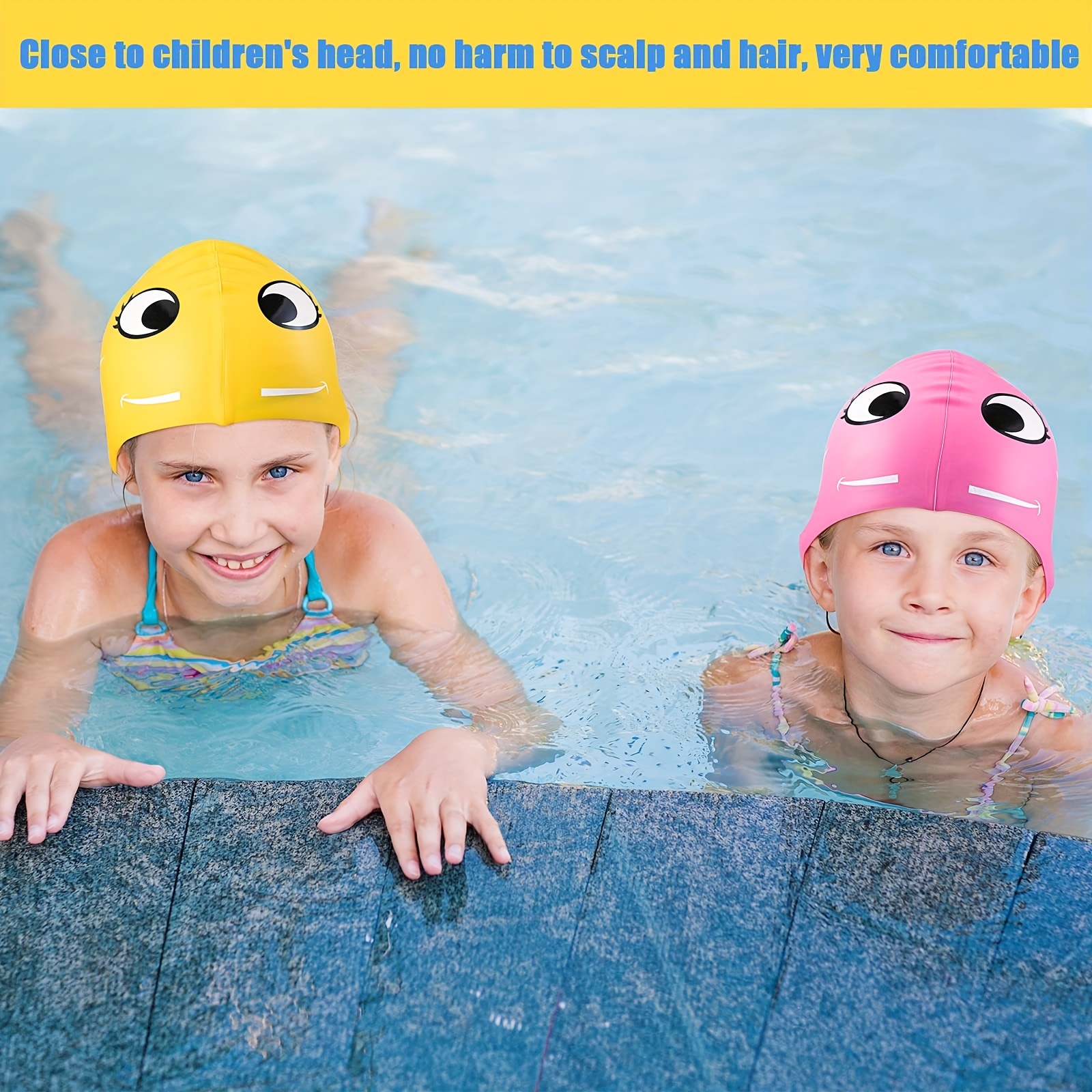 2 pièces bonnets de bain pour enfants, tout-petits, enfants, garçons et  filles, bonnet de bain imperméable pour enfants pour cheveux longs et  courts
