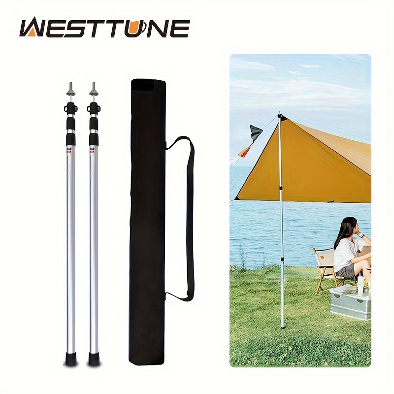 

Westtune 2pcs Camping Canopy Pole, Aluminum Alloy Telescopic Tent Support, Foldable Beach Shelter Awning Pole For Outdoor
