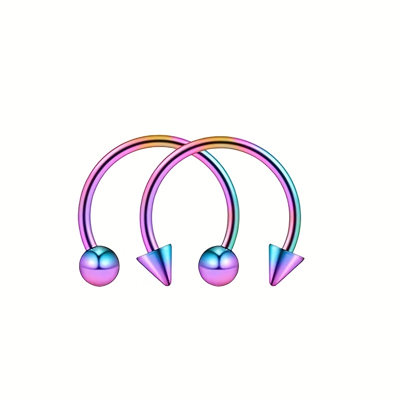 Horseshoe Stainless Steel Nose Ring, 2 Pcs Lip Stud Earrings