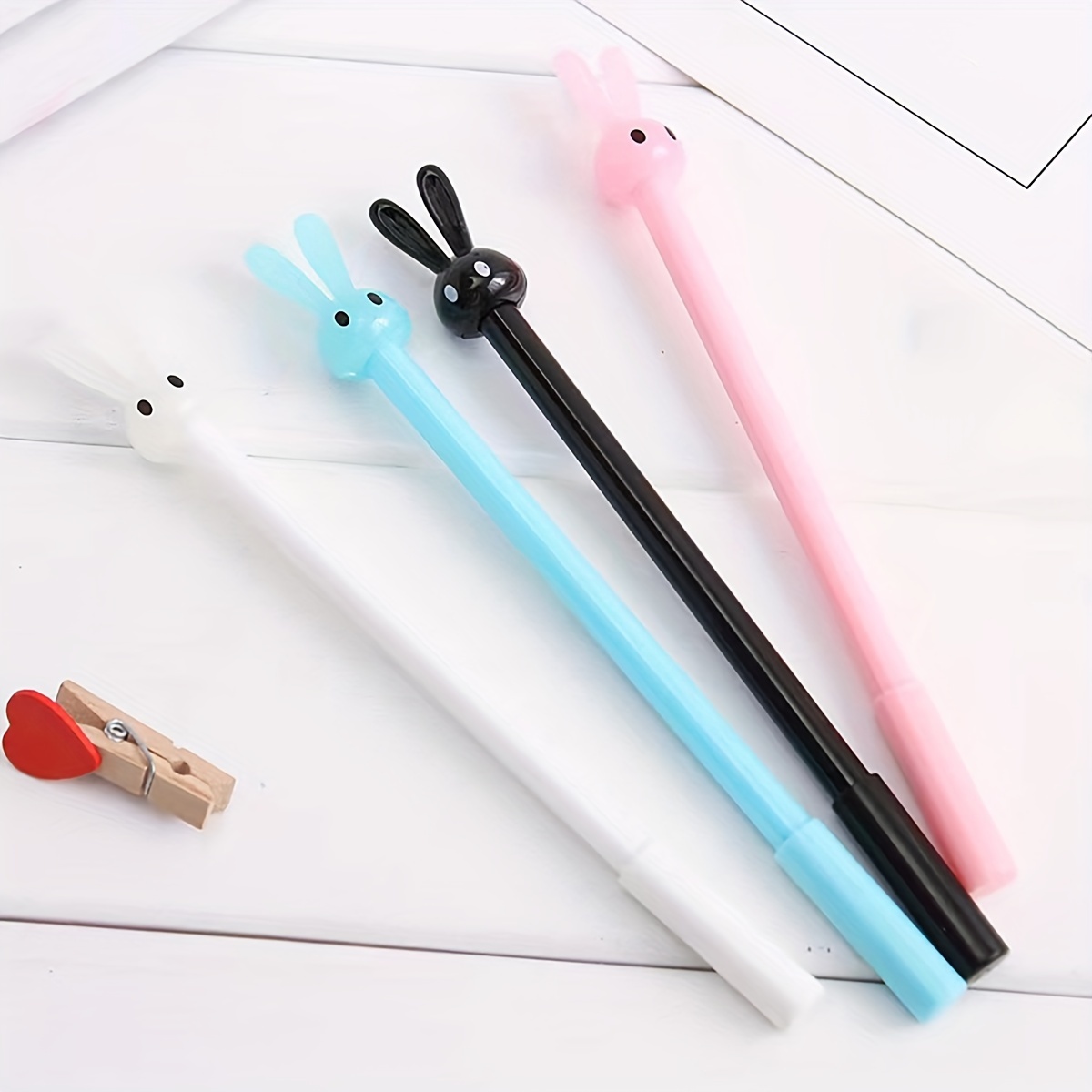 2pcs Cute Pink Girls Pen Lovely Cartoon Gel Pen 0.5mm Black Ink Cartoon  Sweet Rabbit Exam Signature0.5mm Black School Supplies