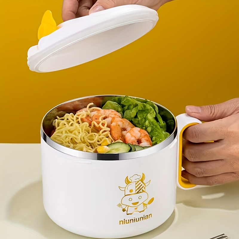 Stainless Steel Instant Noodle Bowl Double-layer Student Canteen