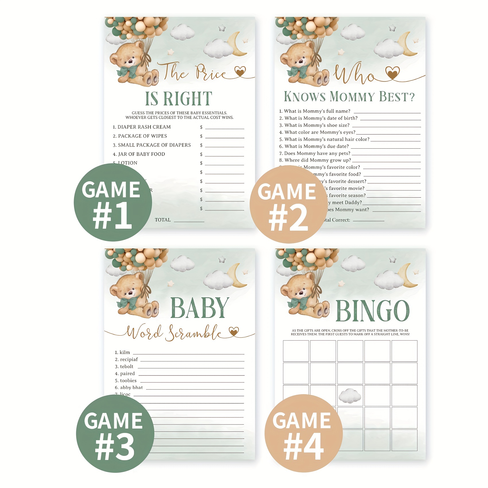 25pcs, Carte Di Previsioni E Consigli Per Baby Shower In Versione Inglese E  Francese Giochi E Attività Per Baby Shower, Forniture Per Baby Shower,  Decorazioni Per Feste, Forniture Per Feste - Temu