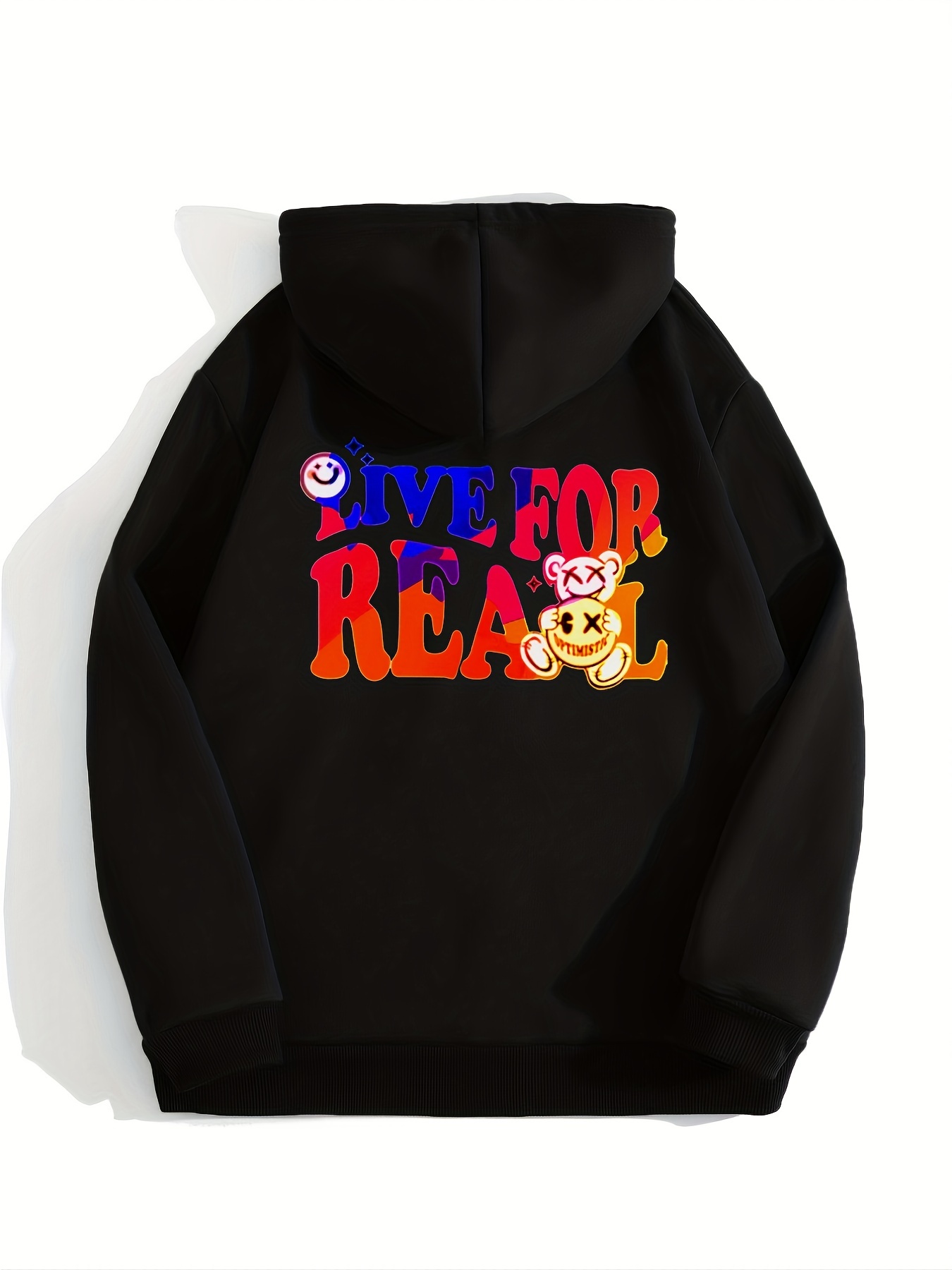 Mens Hoodie With Back Live For Real Bear Print Comfy Stretch Drawstring  Trendy Hooded Pullover - Men's Clothing - Temu Australia