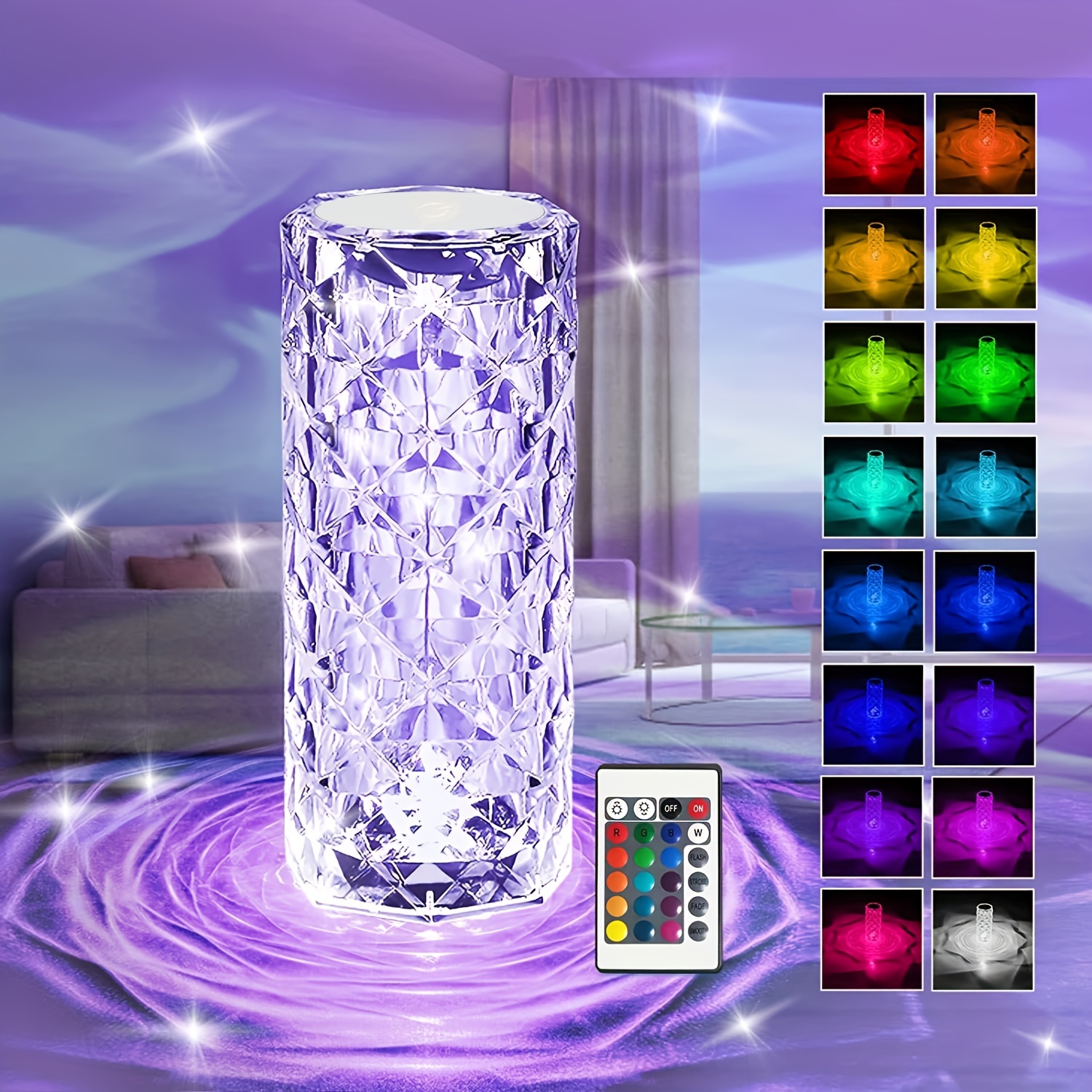 NEUE LED Kristall Tisch Lampe Licht Projektor 16 Farben Touch Romantische  Diamant Atmosphäre Licht USB Touch Nachtlicht für Schlafzimmer - AliExpress